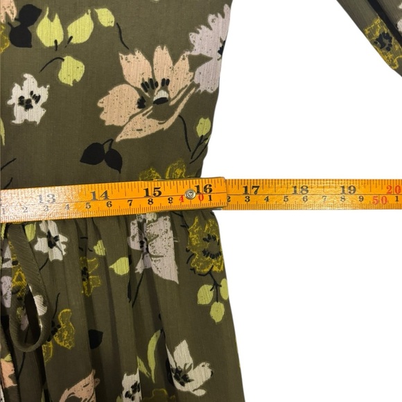 Madewell Flowy Green Floral Cinch-Waist Tiered Midi Dress in Wildblooms Size XS - Picture 15 of 16